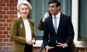 El primer ministro británico, Rishi Sunak, y la presidenta de la Comisión Europea, Ursula von der Leyen, en Windsor (Reino Unido), a 27 de febrero de 2023.