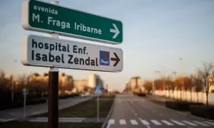 Señalización del Hospital Público Enfermera Isabel Zendal, en Madrid. E.P./Alejandro Martínez Vélez