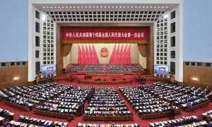 Una vista general de la reunión de apertura de la primera sesión de la XIV Asamblea Popular Nacional (APN) celebrada en el Gran Salón del Pueblo en Beijing, China.