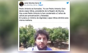 Lo que decía el hoy presidente de Murcia de su antecesor ahora condenado a tres años de cárcel: "Pedro Antonio es honradez"