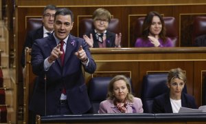 El presidente del Gobierno, Pedro Sánchez, interviene en la sesión de control al Ejecutivo en el Congreso, a 8 de marzo de 2023.