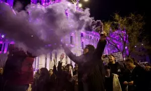 People take part in a protest to mark International Women's Day in Madrid, Spain, March 8, 2023. REUTERS/Juan Medina