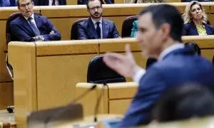 l presidente del Gobierno, Pedro Sánchez, comparece en un pleno del Senado, a 31 de enero de 2023, en Madrid (España).