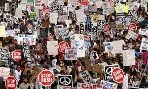 19/03/2023. Manifestantes en contra de la guerra de Irak, a 18 de enero, en Washington.