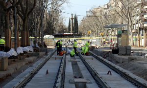 20-3-2023 Pla general de les noves vies del nou traçat del tramvia per la Diagonal, a l'alçada de la parada de Sicília