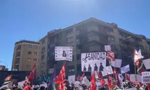 Detalle de la manifestación sanitaria de Sevilla.
