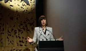 La ministra de Ciencia, Diana Morant, interviene en el acto de 'Público' sobre el hidrógeno verde.