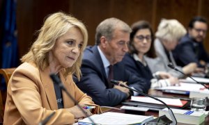 Comparecencia de la presidenta interina del Consejo de Administración de la Corporación RTVE, Elena Sánchez, este martes en el Senado en Madrid.