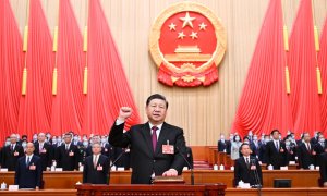 El presidente chino, Xi Jinping, durante su acto de reelección en Pekín, a 10 de marzo de 2023.