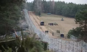 Un campamento de migrantes abandonado en la frontera entre Bielorrusia y Polonia, en la región de Grodno, en noviembre de 2021.
