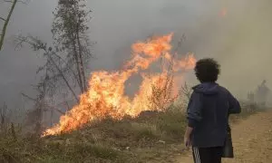 Incendio declarado en Navelgas, Asturias.
