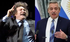 El diputado neoliberal argentino Javier Milei (i) y el presidente, Alberto Fernández (d)