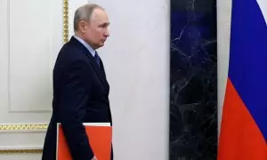 El líder del Kremlin, Vladimir Putin, minutos antes de una intervención, a 31 de marzo de 2023.