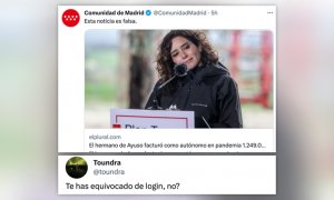 Críticas por un tuit de la Comunidad de Madrid desmintiendo una noticia sobre el hermano de Ayuso: "Esta cuenta la pagas con tus impuestos"