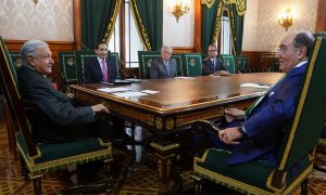 El presidente de México, Andres Manuel Lopez Obrador, con el presidente de Iberdrola, Ignacio Sánchez Galan, en un encuentro en el Palacio Nacional de Ciudad de México.