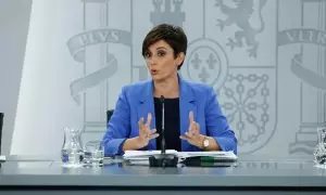 La ministra de Política Territorial y portavoz del Gobierno, Isabel Rodríguez, durante la rueda de prensa posterior al Consejo de Ministros, este martes en Moncloa