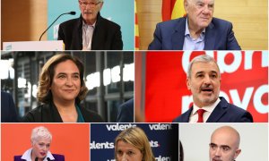 Collage dels caps de llista dels candidats de les formacions amb actual representació a l'Ajuntament de Barcelona.