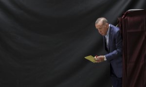 Erdogan, durante la jornada electoral en las presidenciales de Turquía