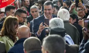 El presidente del Gobierno y líder del PSOE, Pedro Sánchez, participa en un acto electoral en Vitoria, a 15 de mayo de 2023.