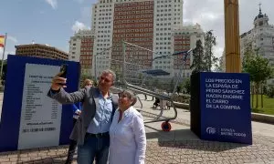 Elías Bendodo en la Plaza de España de Madrid