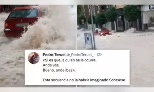 El épico vídeo de un coche en una riada en Molina de Segura con un impasible comentarista y salvada final: "Puro cine"