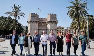 Representantes de Más País, Verdes Equo, Compromís, Més per Mallorca, Chunta Aragonesista, Proyecto Drago, Coalición por Melilla y Movimiento por la Dignidad y la Ciudadanía en Ceuta, en un encuentro en València.