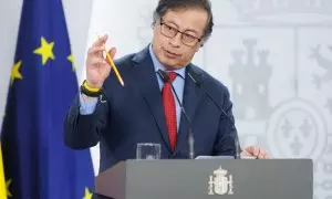 El presidente de Colombia, Gustavo Petro, en una rueda de prensa durante su reciente visita a España.