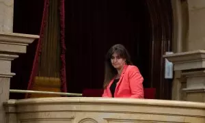 La presidenta de Junts y presidenta suspendida del Parlament, Laura Borràs, durante una sesión plenaria en Barcelona, a 19 de abril de 2023.