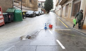 Un momento de la fuerte tormenta que ha caído a última hora de la tarde en Teruel, en Aragón, a 3 de junio de 2023.