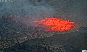 Una lengua de lava en el volcán Kilauea en enero de  2023.