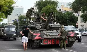 Un tanque del grupo Wagner, en la ciudad rusa de Rostov, a 24 de junio de 2023