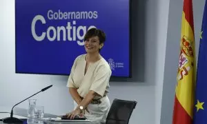 La ministra Portavoz, Isabel Rodríguez, durante la rueda de prensa posterior a la reunión semanal del Consejo de ministros, este martes en Moncloa