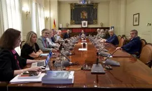 Primer pleno de Vicente Guilarte como presidente suplente del CGPJ, el martes 25 de julio.