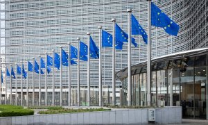 Banderas de la UE en Bruselas.