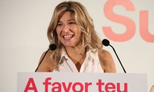 La candidata de Sumar a presidenta del govern espanyol, Yolanda Díaz, en un acte a Girona