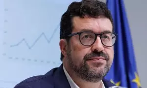 El secretario de Estado de Empleo y Economía Social, Joaquín Pérez Rey, durante una rueda de prensa, en el Ministerio de Trabajo, a 2 de junio de 2023, en Madrid