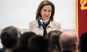La ministra de Defensa en funciones, Margarita Robles, durante un acto en Madrid, a 28 de julio de 2023.