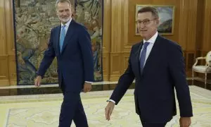 El rey Felipe VI recibe a Alberto Núñez Feijóo para mantener la ronda de consulta sobre la investidura.