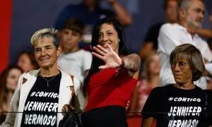 La jugadora de la selección española femenina, Jennifer Hermoso, durante la final de la Women’s Cup 2023 entre el Atlético de Madrid y el Milán en Alcalá de Henares este sábado.
