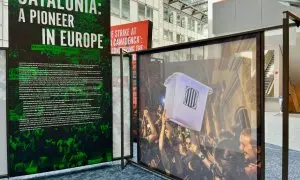 05/09/2023 - Fotografia de l'urna de l'1-O retirada de l'exposició de l'Eurocambra.