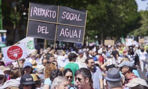 Detalle de la manifestación 'En defensa de Doñana'. Imagen de archivo, de mayo de 2023 en Sevilla.