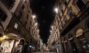Vista general de una calle desierta en el centro histórico de la ciudad de Florencia, a 9 de noviembre de 2022.