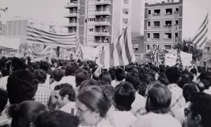 La manifestació per la Diada de 1976, a Sant Boi de Llobregat.