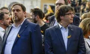 Carles Puigdemont y  Oriol Junqueras en una imagen de archivo del 21/10/2017.