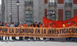 La manifestación que, bajo el lema 'Otra investigación es posible', recorrió Madrid el pasado 1 de marzo.