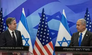 El secretario de Estado de EEUU, Anthony Blincken, junto al primer ministro israelí, Benjamín Netanyahu, durante una visita oficial el pasado enero.