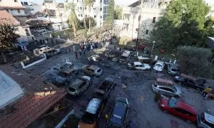 La zona del hospital Al-Ahli de Gaza tras el bombardeo, a 18 de octubre de 2023.