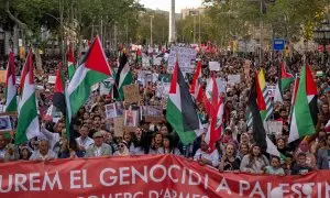 Barcelona congrega su manifestación más multitudinaria en defensa de Palestina desde el inicio de los bombardeos israelíes