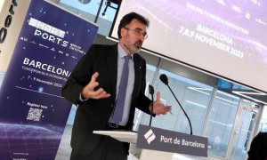 El president del Port de Barcelona, Lluís Salvadó, durant la presentació de l'Smart Ports 2023