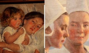 Montaje de dos obras de la exposición 'Maestras' del Museo Thyssen. A la izquierda, Mary Cassat, a la derecha, Cecile Beaux.